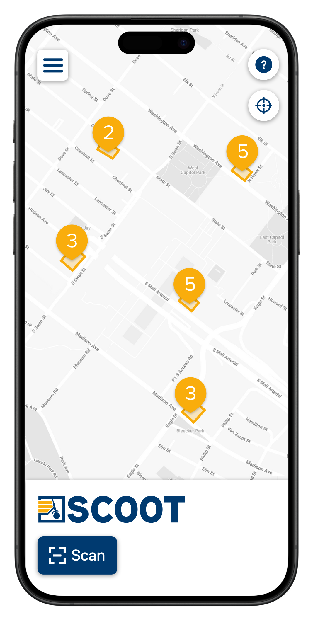Screenshot of the CDTA Scoot iPhone app